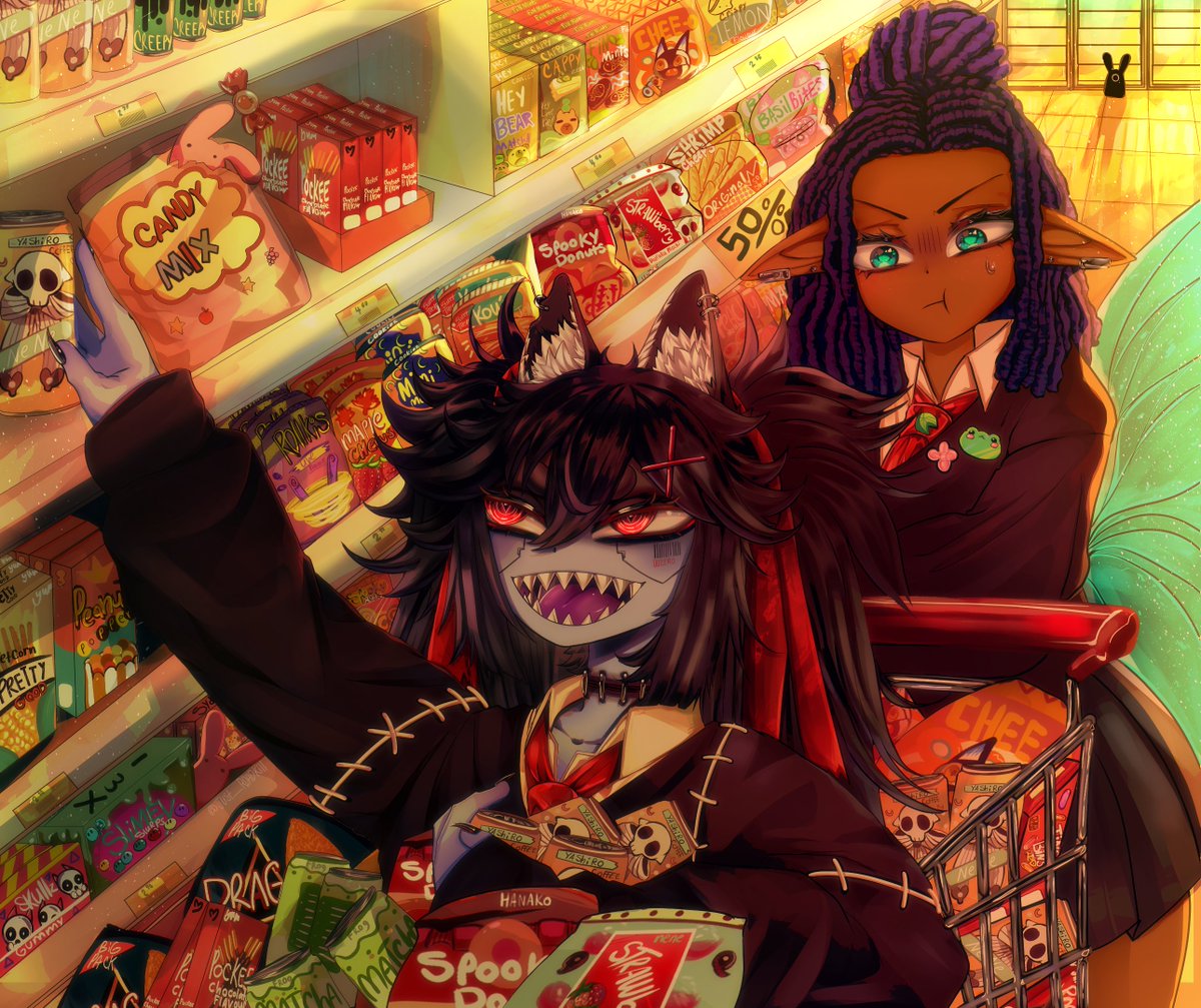 just_roadkill's tweet photo. Au
pov you went shopping for snacks with us!
I'm really enjoying drawing this au so much and  I have so many more planned that I'm working 
(this is me and my friend  @/CuteLily17 ❤️) https://t.co/djvKEZZGtb