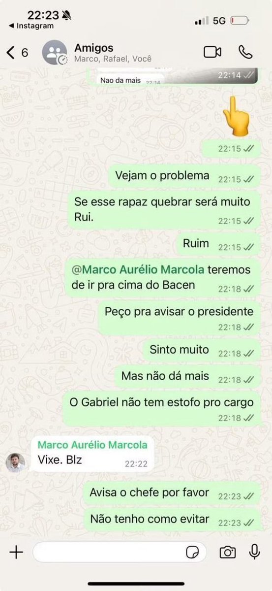 Jakelyneloiola_'s tweet photo. Marcola conversando com o advogado do Vorcaro sobre os negócios do Banco Master no grupo de WhatsApp chamado “Amigos” https://t.co/Ike95TdgmK