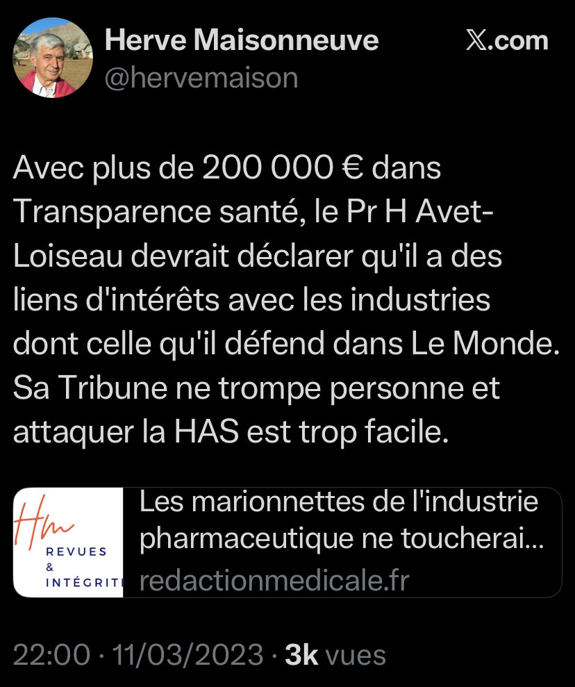 verity_france's tweet photo. Magnifique trouvaille @Olivierfente , à la même période de ce tweet de 2023, Hervé Maisonneuve recevait au travers de sa société 200000 euros de Pfizer et il osait invectiver un autre médecin. Belle pourriture. https://t.co/Vn4jCeUYuZ