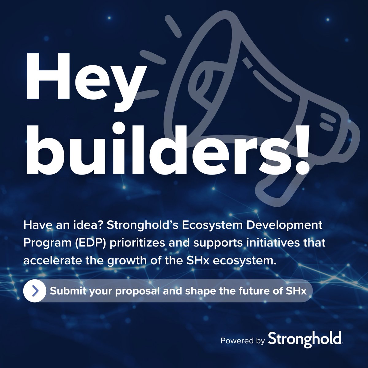 strongholdpay's tweet photo. Got an idea for the SHx ecosystem? Stronghold's EDP funds builders who ship.
Submit your proposal → https://t.co/PXvGqnNTWD https://t.co/BfmmXh0xzO