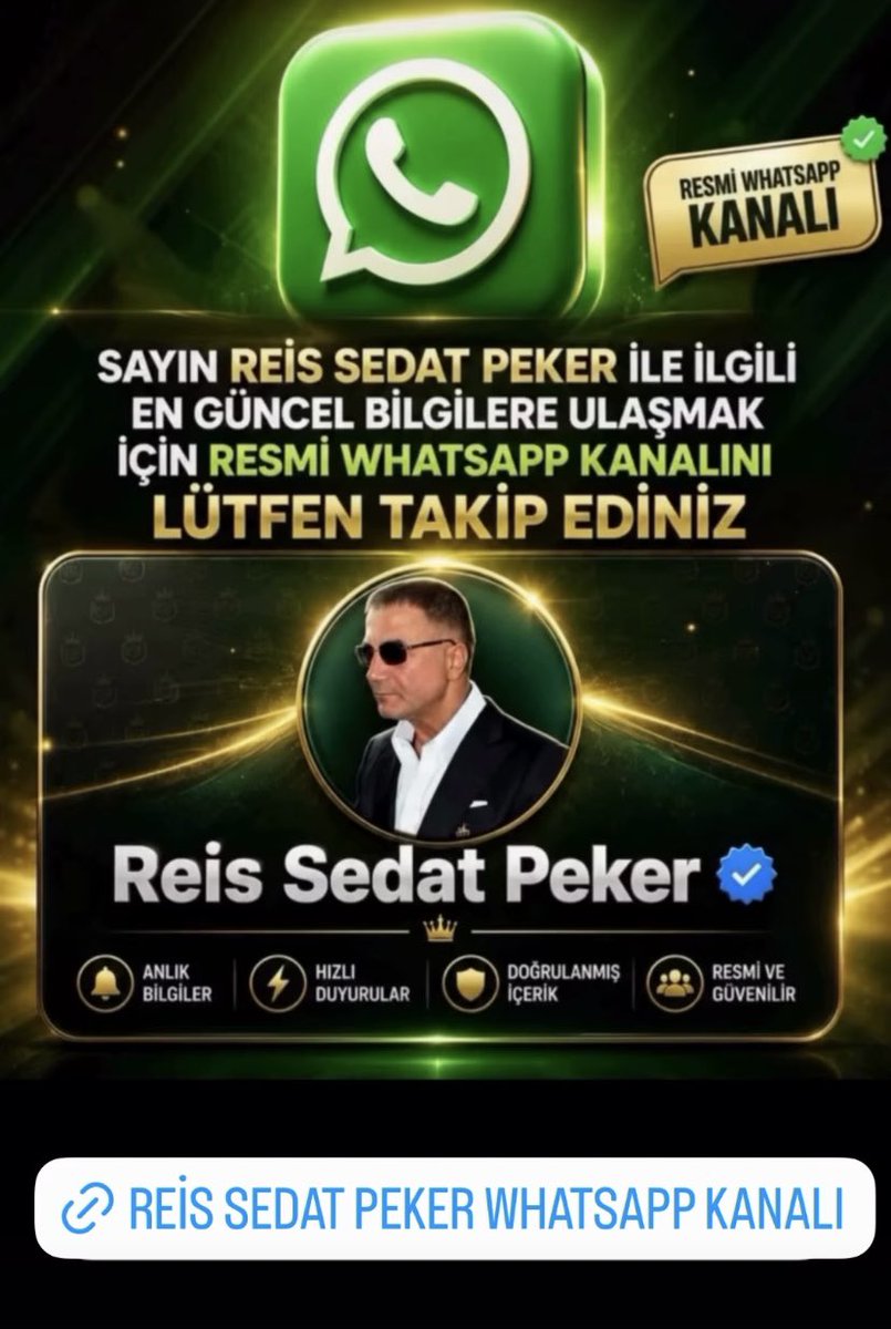 engineseslii's tweet photo. Kıymetli Reisimizin whatsapp kanalı takip edelim @sedat_peker #whatsapp #reis https://t.co/D20eRvGb37