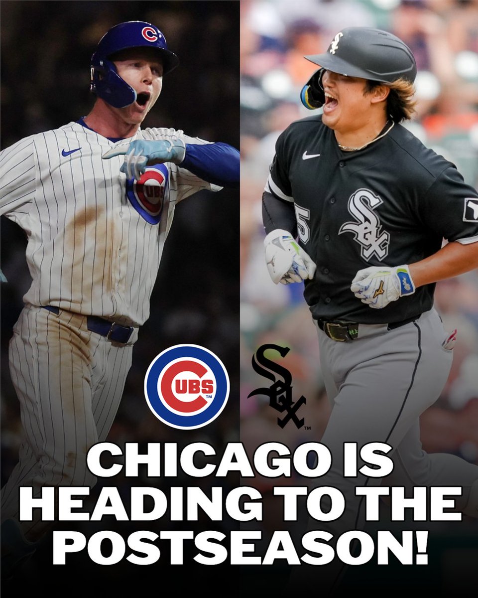 MLB's tweet photo. The Cubs and White Sox are BOTH headed to the #Postseason for just the fourth time!

1906, 2008, 2020 and now 2026 😤 https://t.co/GMTh2Hr8oi