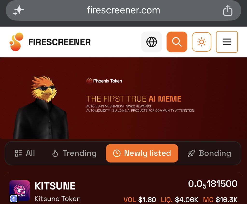 DPatient_Bull's tweet photo. Good to have $Kitsune on Eth listed on @firescreener 🦊🔥. https://t.co/1zEOZ0GJ2i