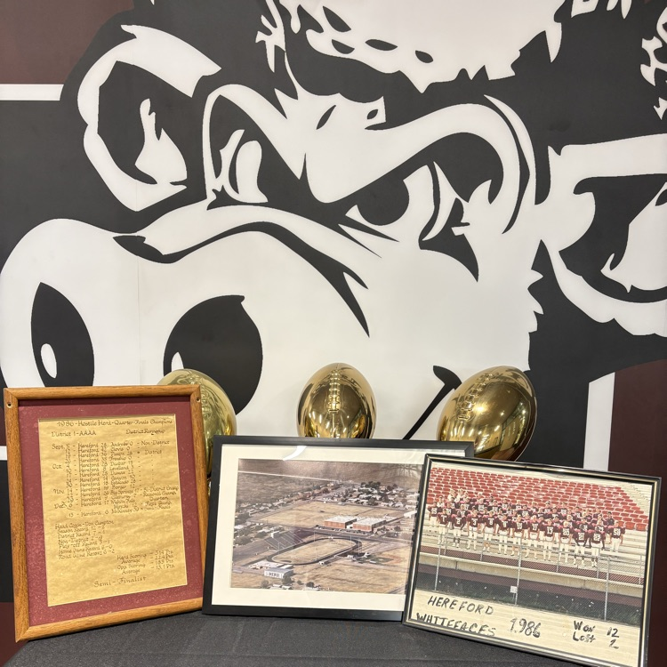 HISD_Sports's tweet photo. Tomorrow at 6:45pm we will recognize the accomplishments of the 1986 Hereford Whiteface Football Team. It is the 40th anniversary of the team that went 12-2 and were State Semi-Finalists.
Stay for the 2026 Homecoming game and support the team, cheerleaders, and band!
#HerdONE https://t.co/FxynzUmYZR
