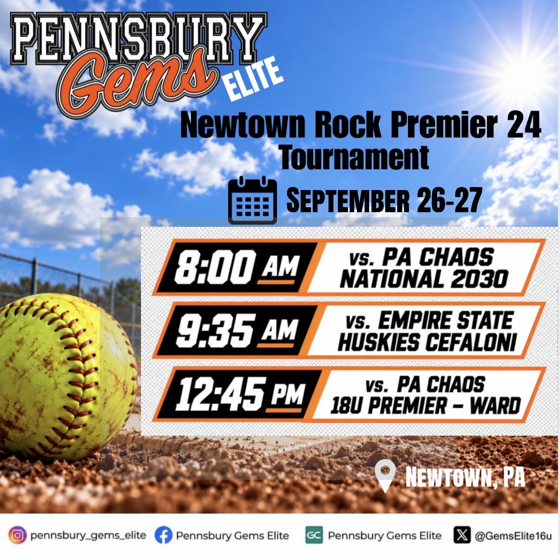 GemsElite16u's tweet photo. 🥎NEXT STOP: Newtown!🥎
The Pennsbury Gems Elite will hit the field this weekend for the Newtown Rock Premier 24 Tournament! The girls are ready to take the field and compete from the first pitch to the final out. It’s time to bring the energy! LET’S GO!
#GemsOn3
#elitefall2026 https://t.co/StF3tNotVj