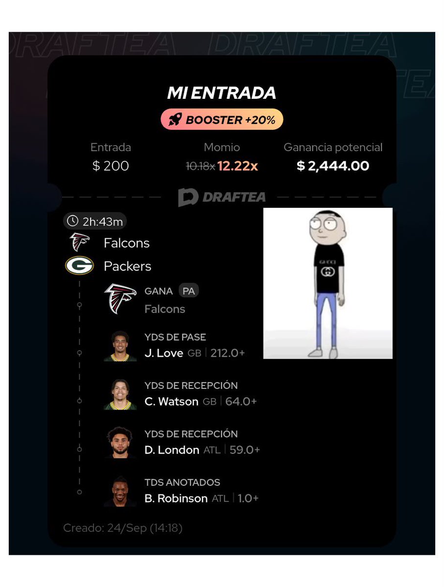 GucciMortyPicks's tweet photo. Funbet para el thursday night football un 200 botanero https://t.co/ddVXrJGjJO