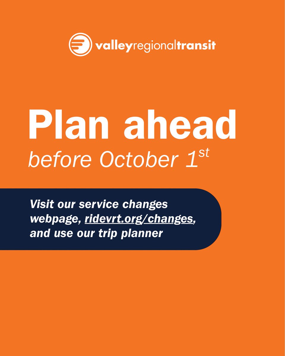 rideVRT's tweet photo. October 1st is Change Day! Let's make sure you're prepared 🚌 https://t.co/m1GJjEHXNo