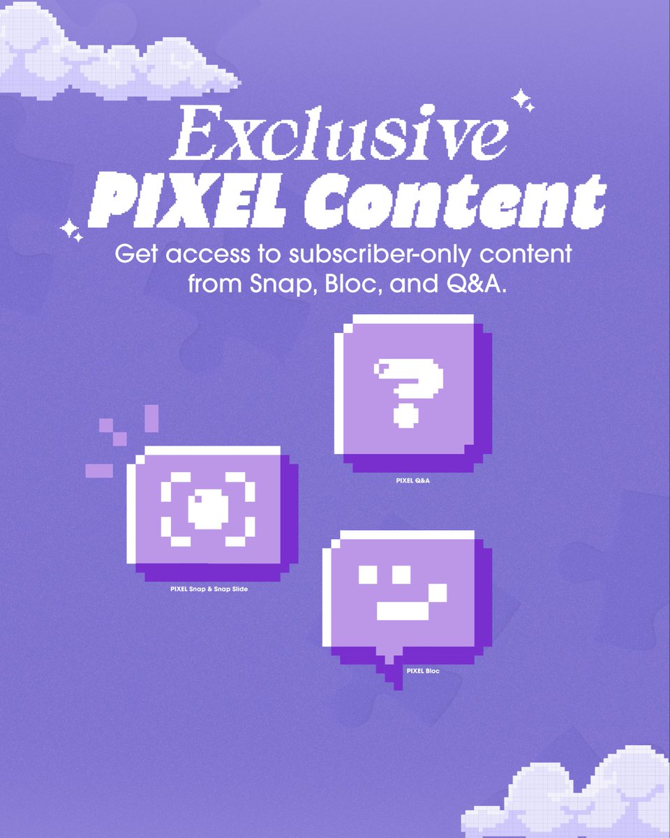 Pixel4Creators's tweet photo. Exclusive offers await! 🧩

Subscribe to your favorite PIXEL Creators today.

#PIXELforCreators #PIXELSubscription https://t.co/diIqLSIMSF