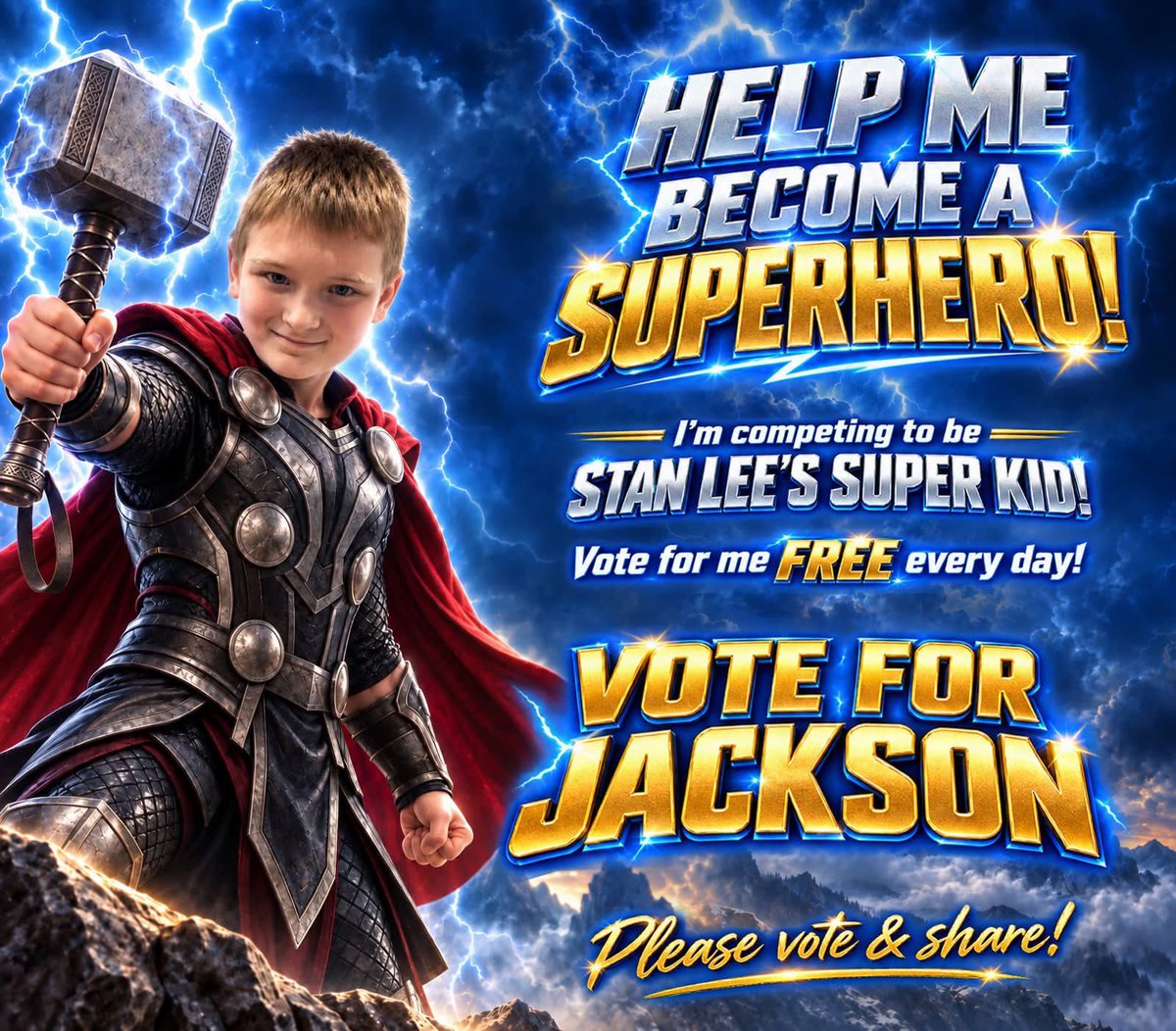 mingnawenu's tweet photo. 🐼⚡ Mingalings, superhero mission! 

Alicia’s nephew Jackson made the Top 15 in Stan Lee’s Super Kid! He loves Thor, and his dream power is super speed so he can reach Aunt Alicia’s house in 10 seconds. 😂❤️ 

Vote free every 24 hrs: https://t.co/UzbLfPYx6L

#AgentsofShield https://t.co/JSwF2oUcAH