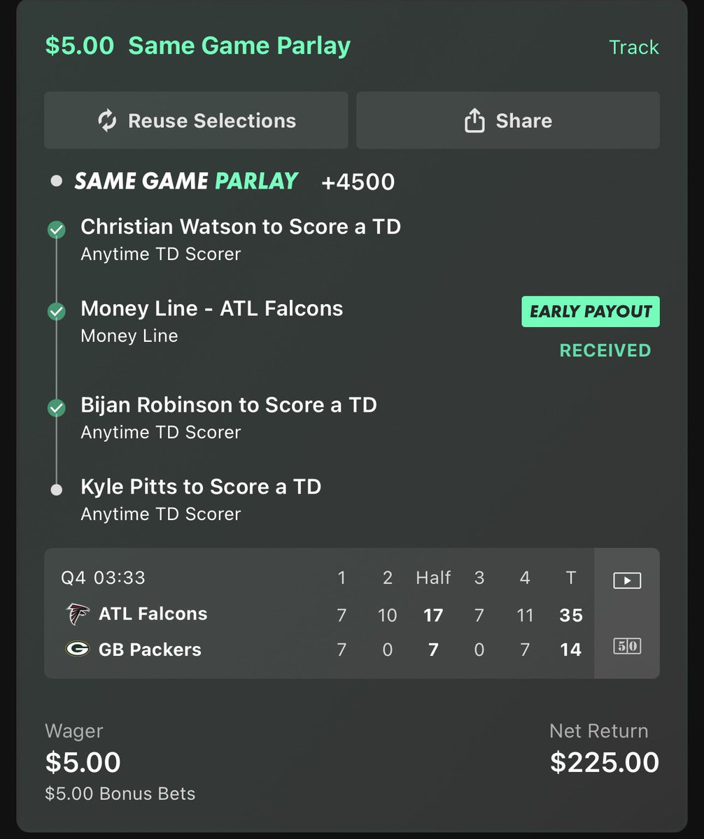 DylanKnowsFB's tweet photo. Pitts selling my parlay because “Austin Hooper” is outperforming him 💔 https://t.co/RZriih82Vx