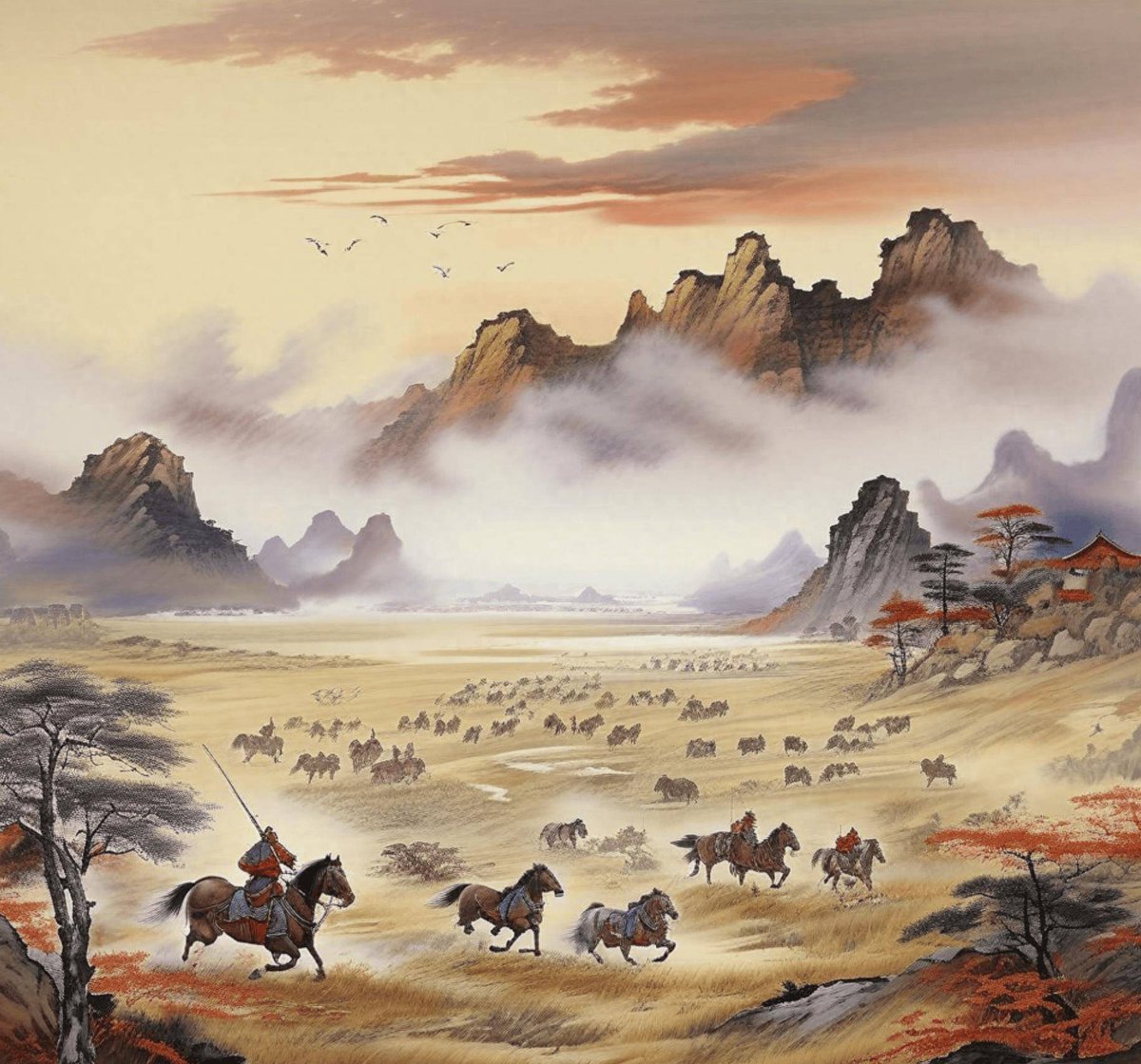 giyeok_im's tweet photo. In the northern frontier, the chaotic Hu bandits frequently harass the border, threatening the peace of the people. https://t.co/fPvVCONLfe