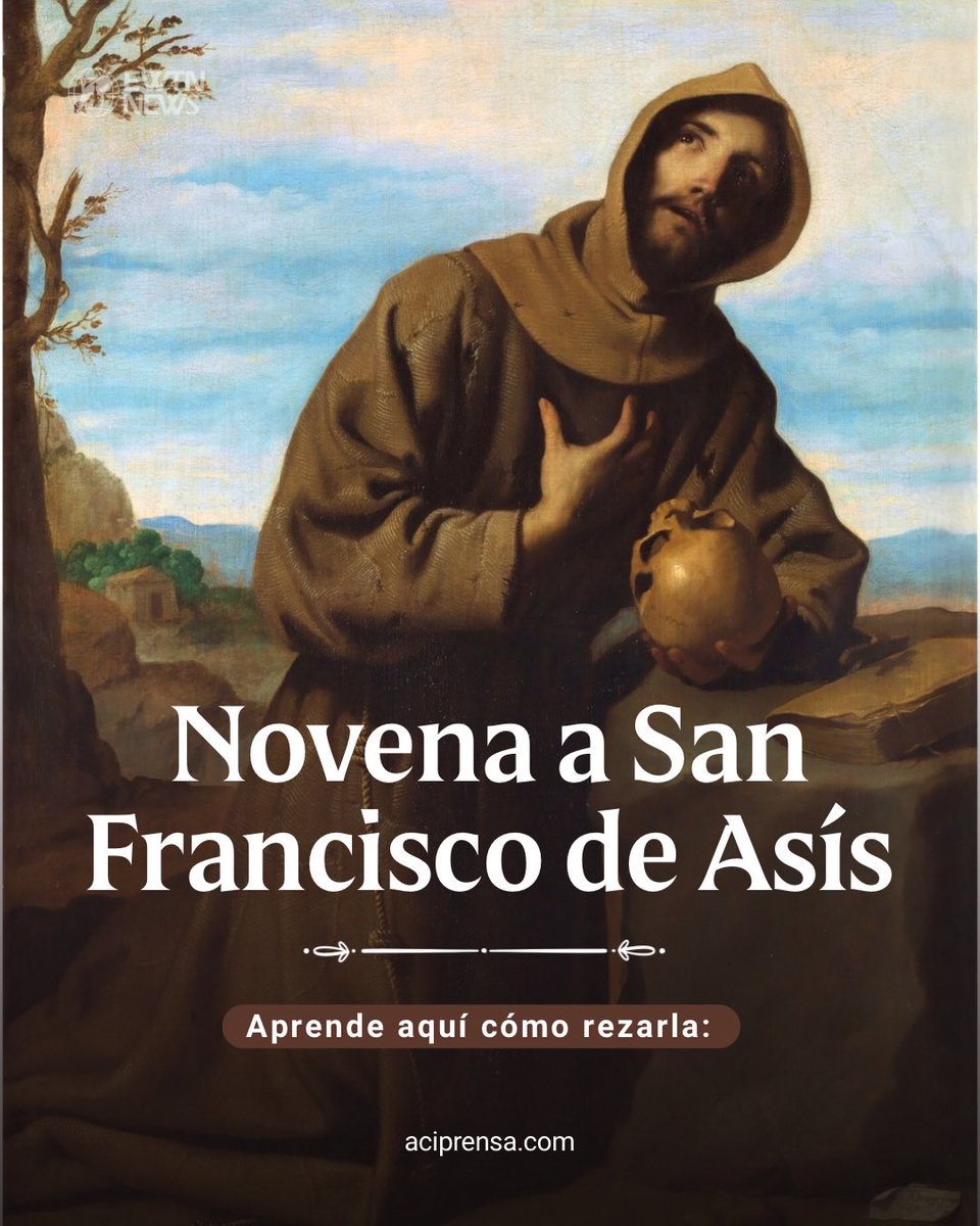 aciprensa's tweet photo. San Francisco de Asís, uno de los santos más queridos de la Iglesia, sigue inspirando a millones de fieles con su testimonio de pobreza evangélica, fraternidad, paz y amor por toda la creación.

En los días previos a su fiesta, que la Iglesia celebra el 4 de octubre, esta novena es una oportunidad para pedir su intercesión y renovar la confianza en Dios en medio de las dificultades.

Deja tus intenciones en los comentarios. 

Reza la novena a san Francisco de Asís aquí:
👉🏻 https://t.co/gg68sN92QM
