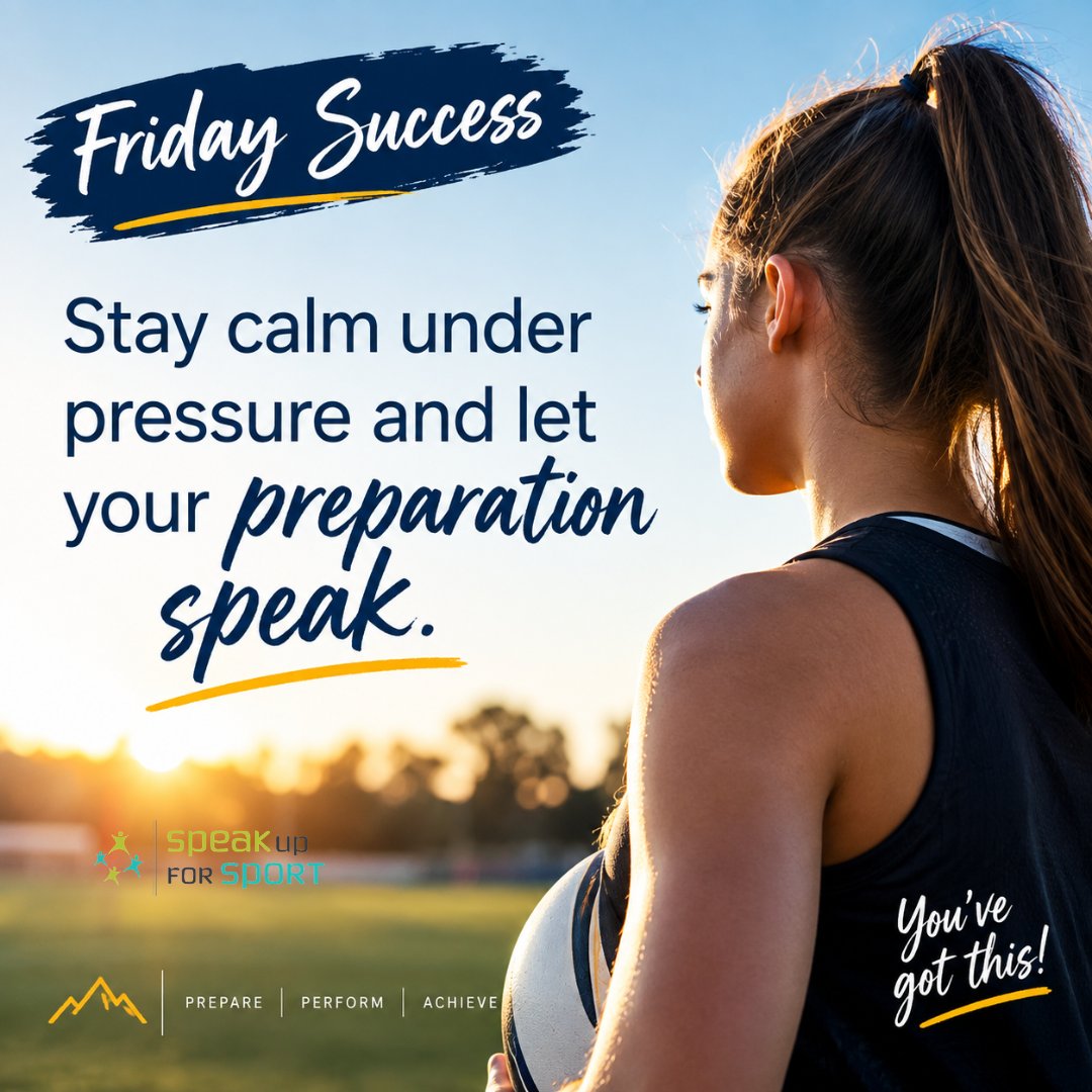 speakupforsport's tweet photo. "Stay calm under pressure and let your preparation speak."
#youngathletes #FridaySuccessQuotes #staycalm #sport #allsports #preparationmatters https://t.co/ZktJLZsIRw
