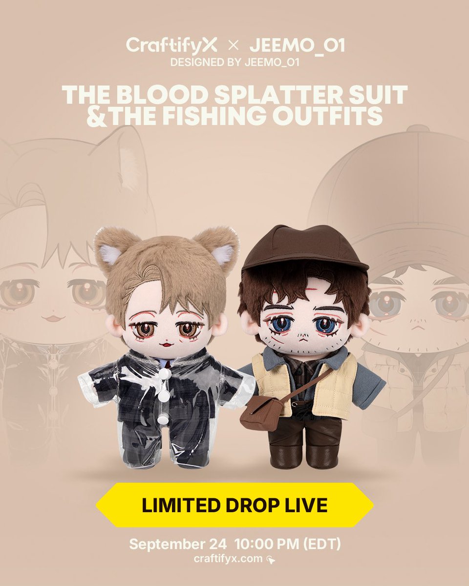 JEEMO_O1's tweet photo. ✨ OFFICIALLY OPEN FOR PRE-ORDER! ✨

The The Blood Splatter Suit 🔪🩸 and The Fishing Outfits 🎣 are officially available for pre-order!

You can choose to purchase the outfits only or get them together with the Hannigram plushies! 🥹💕

Please note that these are pre-order items. Production will only begin once we reach the minimum pre-order quantity of 50 sets per outfit design.

🎁 BONUS WHEN WE REACH 50 PRE-ORDERS! 🎁

Once we reach 50 pre-orders for each outfit design, there will be a special bonus gift included! 🥹💕

🔪🩸 The Blood Splatter Suit:
https://t.co/5DeKPxaaru

🎣 The Fishing Outfits:
https://t.co/ihcZODsm6D

Thank you so much for supporting them! ❤️

#hannibal #hannigram