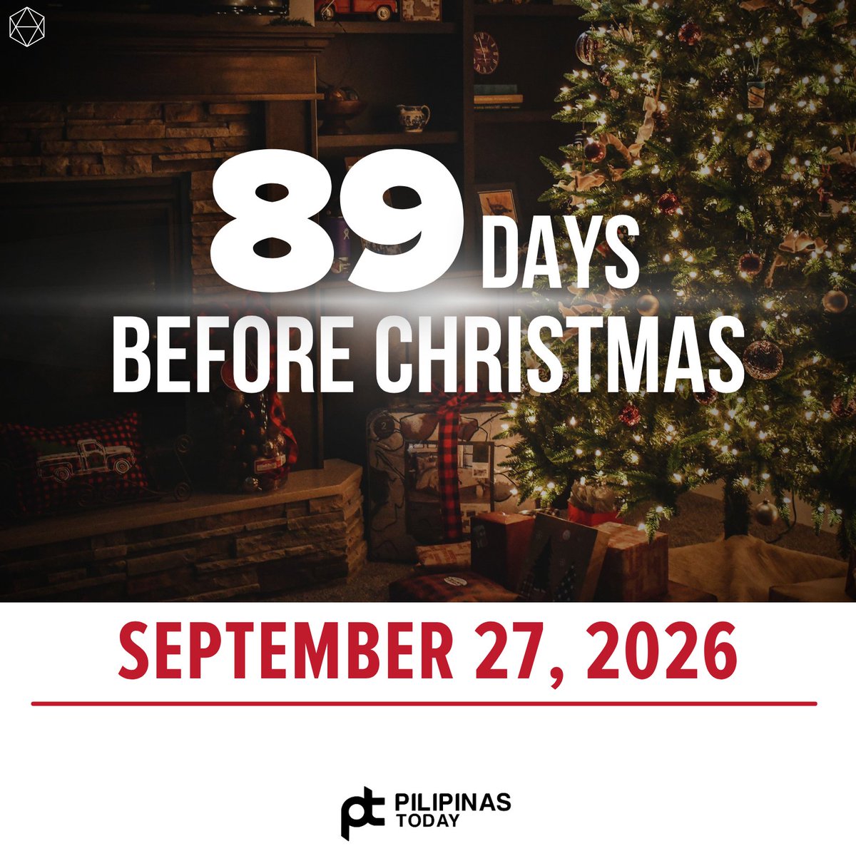 PilipinasToday_'s tweet photo. Mga Ka-PT, 89 days before Christmas na! Unti-unti nang nag-iiba ang playlist natin. From “sad girl hours” to “Christmas feels” real quick. 😂🎶
#PilipinasToday
#89DaysBeforeChristmas
#BerMonths #Christmas2026 https://t.co/55PZrbITuM