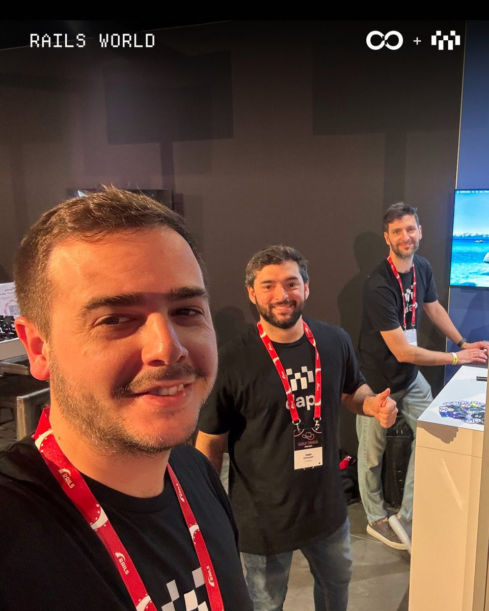 crunchloopio's tweet photo. Day 1 at Rails World, done.

Dap on screen, stickers on the table, and a lot of good conversations about engineers and agents working in one loop.

 https://t.co/80rRJOBQU8

#RailsWorld https://t.co/YhZVlwm8gX