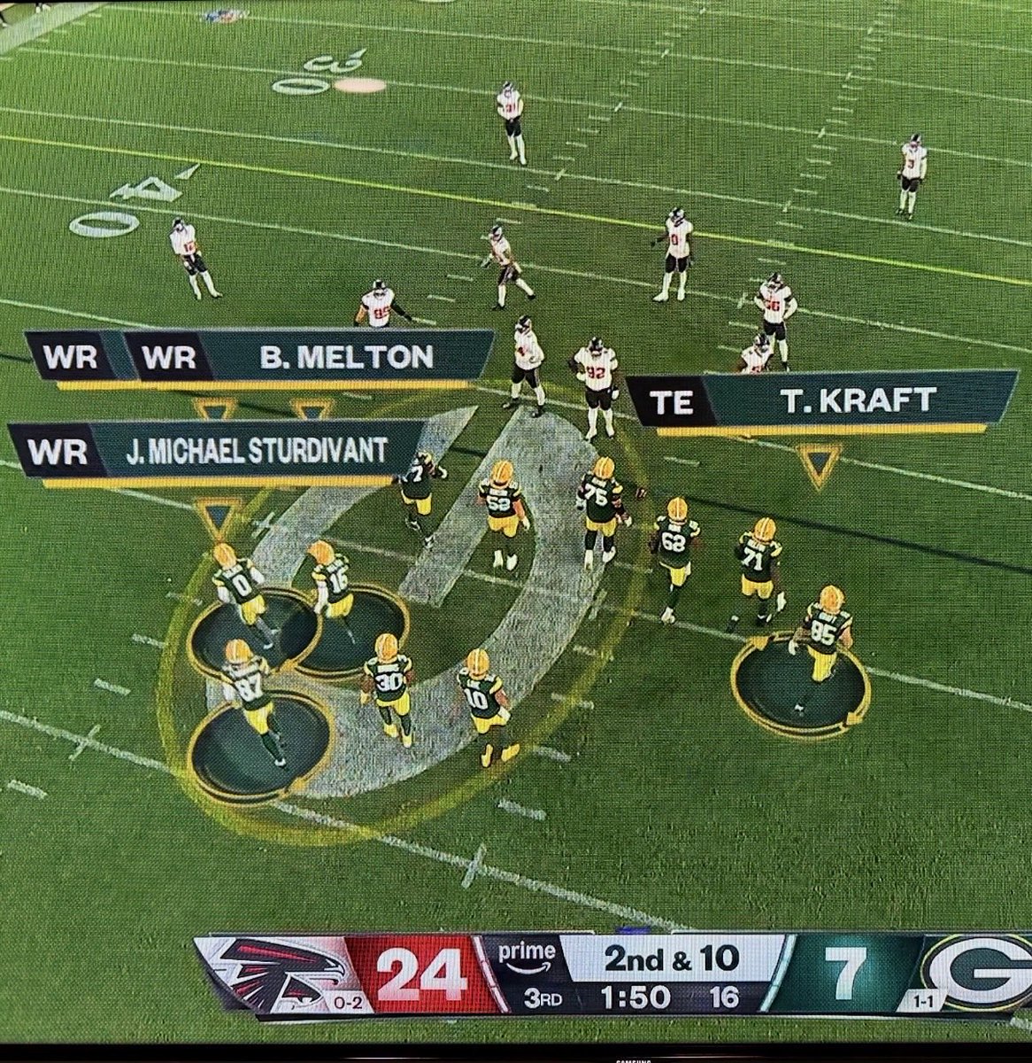SharpFootball's tweet photo. when you’re down 24-7 and this is what you trot out on a 2nd &amp; 10 you deserve the sack you’re about to give up

no clue what LaFleur is doing tonight https://t.co/tv6gcM1pzk