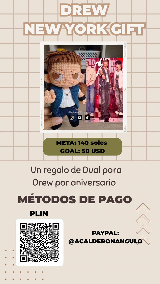 andvennn's tweet photo. ¡Drewdots y Duals!

Tengo un pequeño regalito para Drew pero quería que sea de parte de todos para él

La meta es de 140 soles o 50 dólares si eres de Perú, pueden pagar en plin al qr y si eres internacional puedes pagar a la cuenta indicada en la publicación 

Gracias https://t.co/nJXwaX5BS0