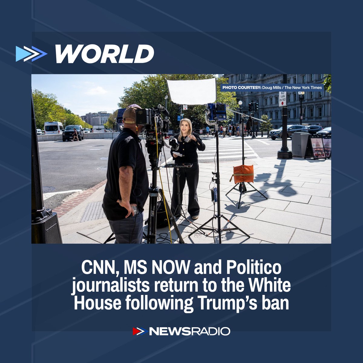 NewsRadioPH's tweet photo. ICYMI: Journalists from three major U.S. news outlets — CNN, MS Now and Politico — regained access to the White House after a federal judge ordered the Trump administration to immediately restore their press credentials. | via Elias Chui, NewsRadio Philippines Washington D.C. https://t.co/ECJEcmYnMR