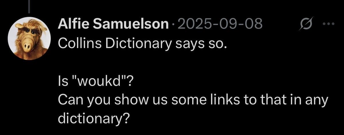 MarcoPoloRodeos's tweet photo. WHOA!! What do we have here @SashaRibobshkiy ?? Who ‘woukd’ have guessed it? 

OOFT!

Collin’s dictionary? Russian bot? English failure? 😨 OOPSIE!! 🤭🤭 https://t.co/u8TyE48tsu