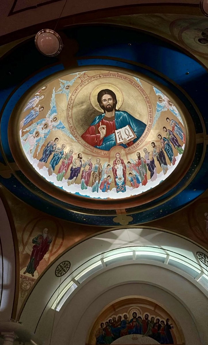 XMinaShohdy's tweet photo. A ceiling dome painting of Christ Pantocrator surrounded by angels and saints. ☦️ https://t.co/Jl9Rgj7V00