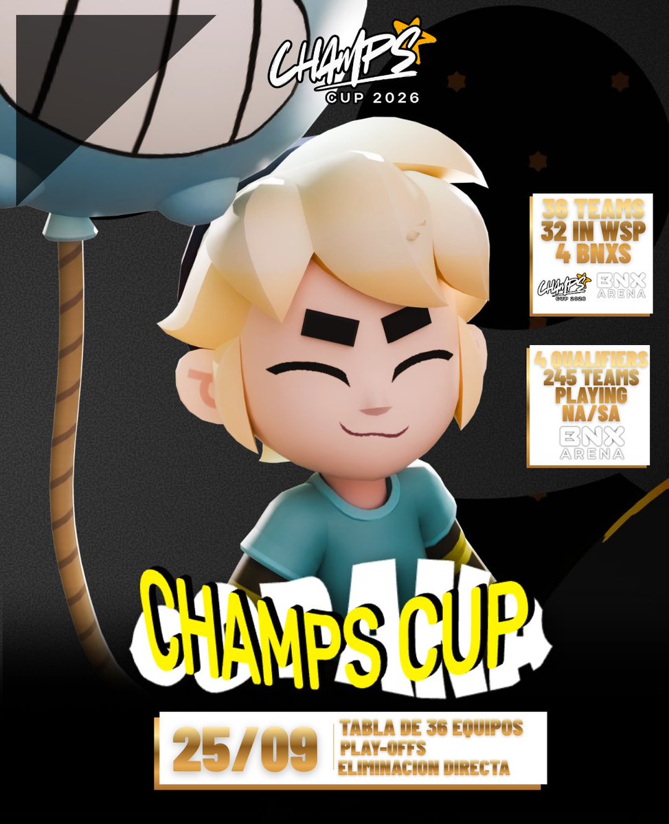 brawl_Elite2025's tweet photo. 🏆𝗖𝗵𝗮𝗺𝗽𝗶𝗼𝗻𝘀 𝗖𝘂𝗽 • 𝗖𝗼𝗽𝗮 𝗡𝗔🎉
Nuevo Torneo en colaboracion con @JairQuiroz_, 32 Equipos entraban en WhatsApp y 4 Por Bonoxs Arena con unos Clasificstorios muy epicos🫡!

Iniciamos mañana mucha suerte a los Equipos🎮! https://t.co/I6TCGMGyAe