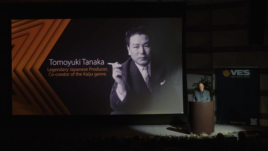14_kaiju's tweet photo. Godzilla co-creators Tomoyuki Tanaka and Ishiro Honda have been inducted into the Visual Effects Society Hall of Fame.

With Eiji Tsuburaya honored last year, all three of Godzilla's creators are now inducted. https://t.co/0ctIl14Voi