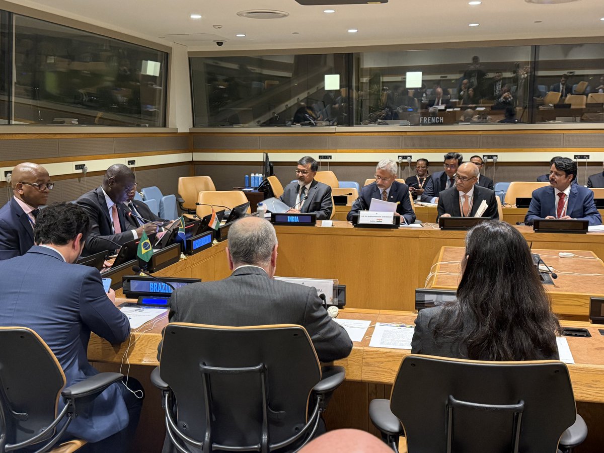 DrSJaishankar's tweet photo. Participated in the IBSA Foreign Ministers’ Meeting today with FM @RonaldLamola of South Africa and FM Mauro Vieira of Brazil. #UNGA81

Our Joint Media Statement underscored:

✅ Commitment to the UN Charter, international law and a stronger multilateral system.

✅ Support for comprehensive UNSC reform to make it more democratic, representative, legitimate and reflective of contemporary realities.

✅ Concern over the spillover of conflicts on the Global South, particularly through energy and food insecurity, inflation and fiscal pressures.

✅ Strong condemnation of the Pahalgam terror attack and reaffirmation of zero tolerance for terrorism.

✅ Full commitment to empowering women and girls and removing social and economic barriers.

✅ Need to protect balanced, fair and mutually beneficial trade for equitable growth, inclusive development and greater resilience.

✅ Continued reform of global economic governance for more effective, equitable and representative participation of developing and emerging economies.

✅ Commitment to universal, meaningful connectivity and greater deployment of digital infrastructure.

✅ Recognition of AI’s immense potential to drive economic growth and sustainable development.

✅ Urgent action on climate and development challenges, including through Mission LiFE, Global Biofuels Alliance, International Solar Alliance and CDRI.

✅ Recognition that increasingly frequent and intense disasters and shocks threaten sustainable development.

✅ Support for tripling renewable energy capacity in the Global South, doubling the global average rate of energy-efficiency improvements, and expanding sustainable fuels including biofuels, biogases and low-emission hydrogen.

#UNHighLevelWeek