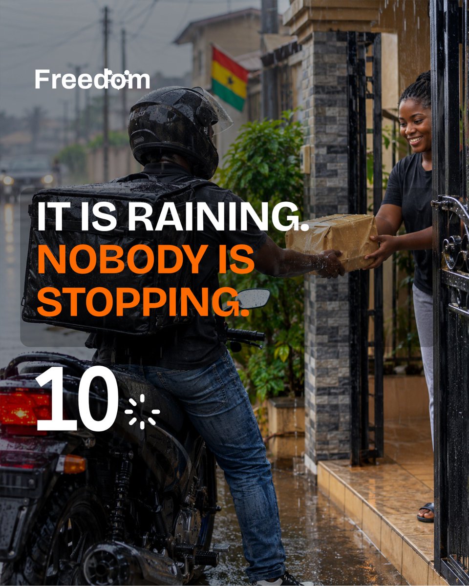 Freedomridegh's tweet photo. Rain starts. Everybody disappears.

And you are still standing there.

#Accra #Ghana https://t.co/GI6tS48Td0