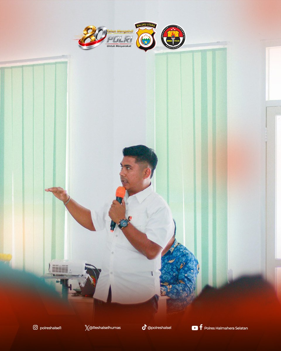 Reshalselhumas's tweet photo. Dalam kegiatan tersebut, Banit IV (PPA) Satreskrim Polres Halsel Brigpol Aswin Kalam, S.H. hadir sebagai pemateri untuk memberikan edukasi terkait aspek hukum KDRT serta kekerasan seksual terhadap perempuan dan anak. https://t.co/ockK0fsG9u