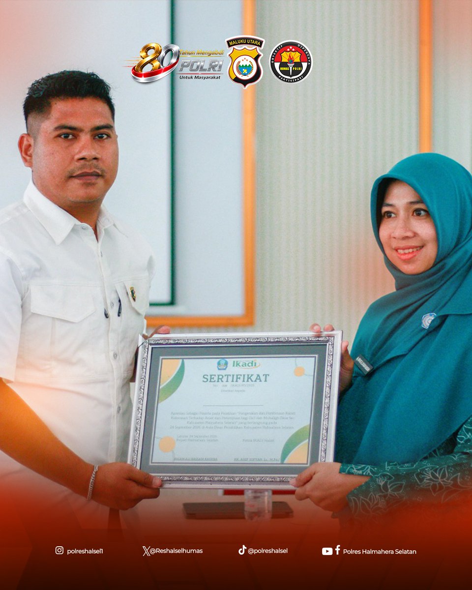 Reshalselhumas's tweet photo. Dalam kegiatan tersebut, Banit IV (PPA) Satreskrim Polres Halsel Brigpol Aswin Kalam, S.H. hadir sebagai pemateri untuk memberikan edukasi terkait aspek hukum KDRT serta kekerasan seksual terhadap perempuan dan anak. https://t.co/ockK0fsG9u
