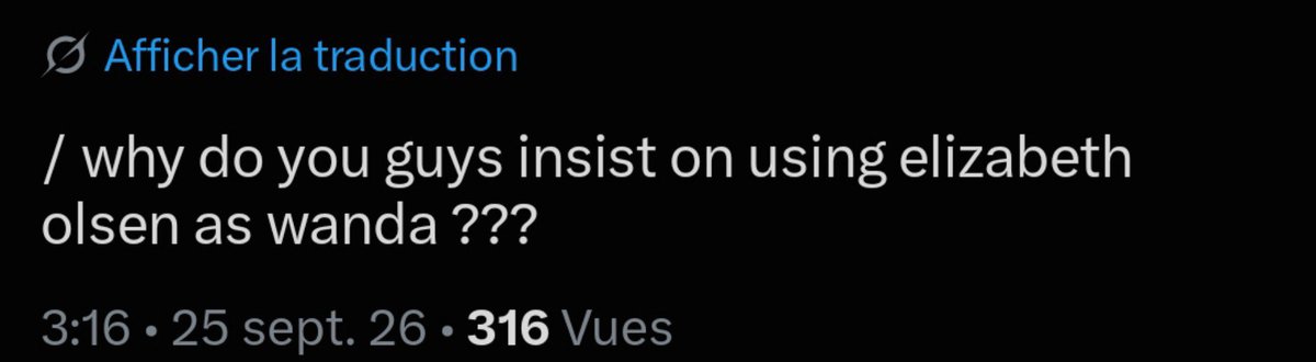 WestviewsWitch2's tweet photo. // Oh, fuck off with that bullshit.

Why am I seeing this on my timeline now?

‘why do you guys insist on using elizabeth olsen as wanda ???’
Well, why don’t you shut your stupid mouth and let people use Elizabeth Olsen as Wanda for THEIR accounts.
It’s 2026, grow the fuck up. https://t.co/8SL38OBje4