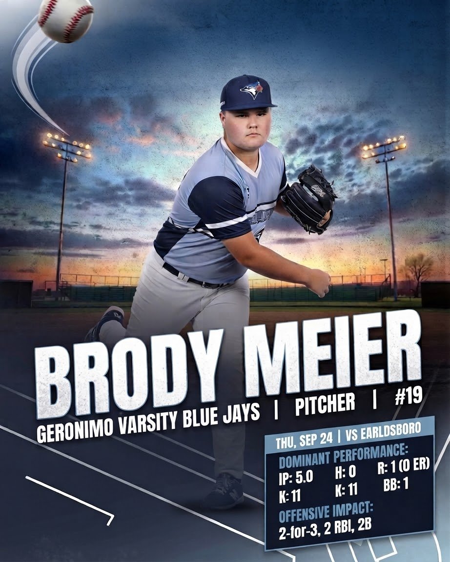 19Brodyboy's tweet photo. Dominant outing on the hill today! ๐ตโพ๏ธ
โLine: 5 IP | 1 H | 1 R (0 ER) | 11 SO | 1 BB
โAt the plate: 2-for-3, 2 RBI, Double, Run Scored
โClass: 2028 / Junior
โTeam: Geronimo Blue Jays (#19)
โ#HSBaseball #Uncommitted #Pitched #ClassOf2028 #RecruitBaseball @CoachHelms_NCSA @nowlin_nate @Chaidez_OYD @TopPreps @BSBSCOUT @NhrProspects @SCRprospects @geronimo_high