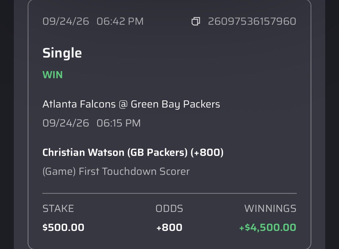 moneyline_mav's tweet photo. BANG ✅

First TD +800 🔥 https://t.co/jfeusOWtEA
