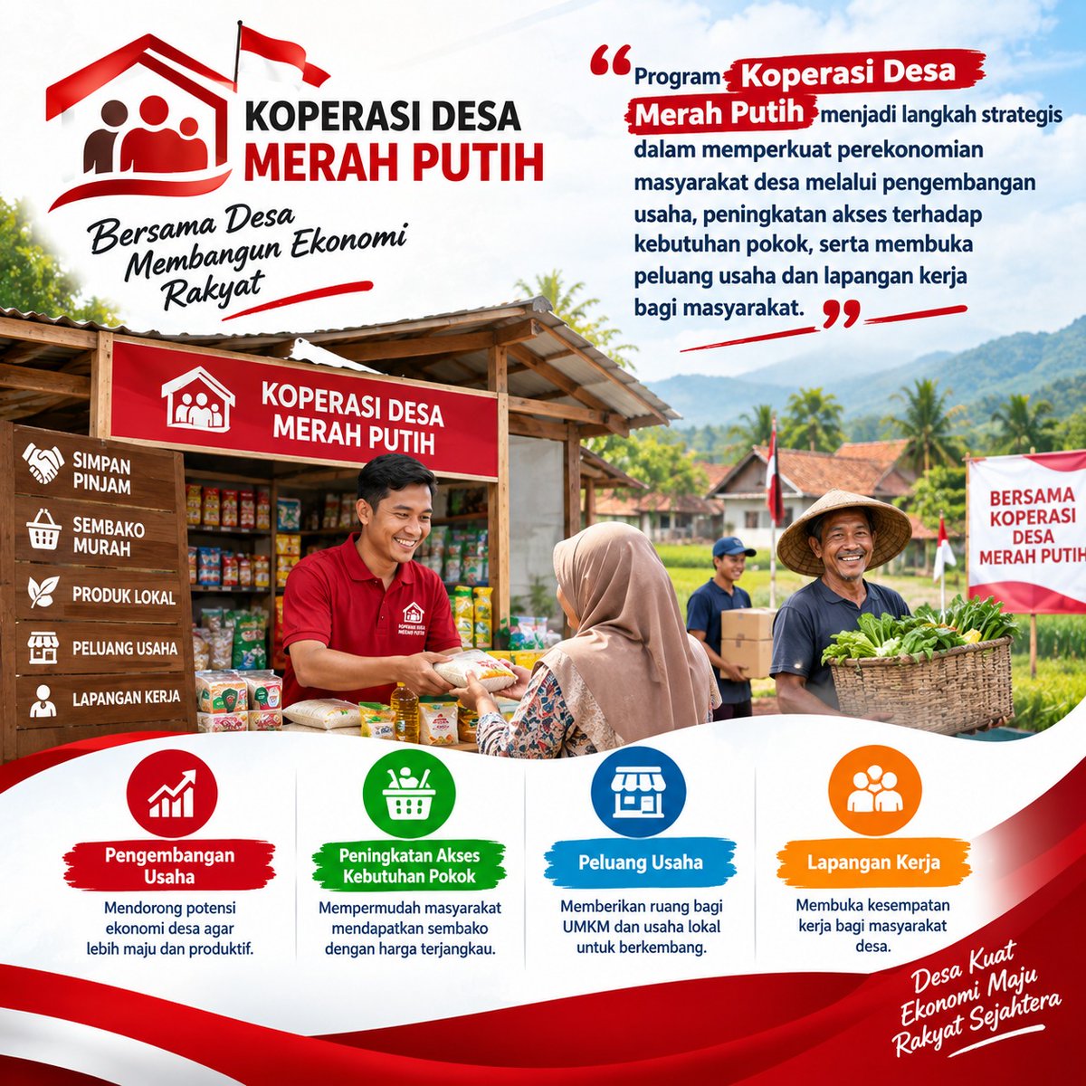 AwaiAnwar's tweet photo. Program Koperasi Desa Merah Putih menjadi langkah strategis dalam memperkuat perekonomian masyarakat desa melalui pengembangan usaha, peningkatan akses terhadap kebutuhan pokok, serta membuka peluang usaha #KDMP https://t.co/6k7KdBZ78p