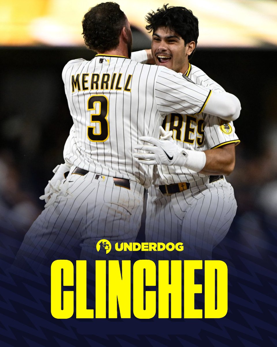 UnderdogMLB's tweet photo. The Padres have clinched a postseason berth

Three consecutive playoff appearances for the first time in franchise history https://t.co/ASG0jRcjhs