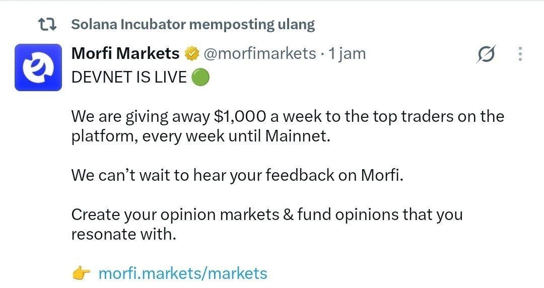 CryptoSpaceDrop's tweet photo. Morfi Public Devnet is LIVE
Start: https://t.co/zCbjdbkapW
- Log in with X
- Claim faucet in Profile
- Trade & create proposals
- Complete social quests in Rewards
- Submit feedback
- Done
Public devnet is live. Get in early and test the full platform.
#Devnet #Crypto #DeFi https://t.co/LKRGF4KabZ