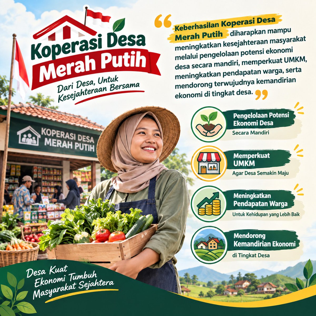 AwaiAnwar's tweet photo. Program Koperasi Desa Merah Putih menjadi langkah strategis dalam memperkuat perekonomian masyarakat desa melalui pengembangan usaha, peningkatan akses terhadap kebutuhan pokok, serta membuka peluang usaha #KDMP https://t.co/6k7KdBZ78p