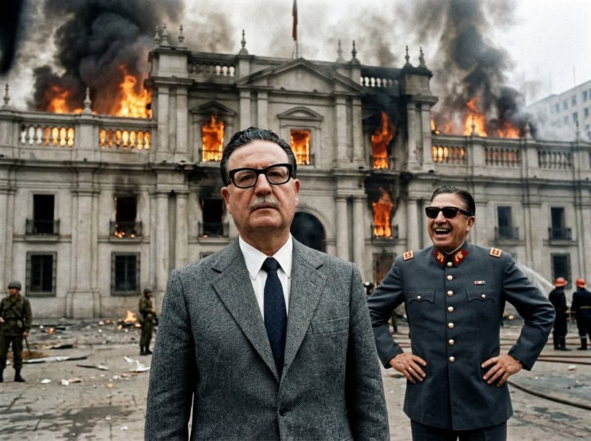 karamelito65's tweet photo. "Pobre Pinochet, debe estar preso": la frase más trágica de la historia chilena.

El hombre que Allende creyó más leal acabaría destruyéndolo todo.

Durante más de dos años, el general Augusto Pinochet sirvió al gobierno socialista de Salvador Allende con una devoción aparentemente impecable. No era un subordinado cualquiera: era el número dos del Ejército, el hombre traído desde Iquique por el general Carlos Prats para ser nombrado jefe de la Guarnición de Santiago en marzo de 1971. Un soldado profesional, discreto, apolítico. El tipo de militar que los presidentes necesitan y rara vez encuentran.

Su lealtad tenía un rostro humano. Las familias Pinochet y Tohá —el ministro de Defensa de Allende— se reunían a cenar y reír. El tuteo, las bromas, la intimidad de los amigos. Pinochet le soplaba al ministro "confidencias" sobre los generales sospechosos. Le juraba fidelidad al proyecto de la Unidad Popular. El 29 de junio de 1973, durante el fallido golpe conocido como el Tanquetazo, fue Pinochet quien personalmente dirigió las fuerzas leales que aplastaron la sublevación y salvaron a Allende. El presidente respiró aliviado.

Cuando el general Prats, acorralado por la presión golpista, renunció a la comandancia en agosto de 1973, él mismo recomendó a Pinochet como su sucesor, convencido de su constitucionalismo. Solo el Partido Socialista advirtió el peligro. Carlos Altamirano le dijo a Allende: "No confiamos en ese hombre." Allende no escuchó.

El 23 de agosto, Allende nombró a Pinochet Comandante en Jefe del Ejército. Diecinueve días después, en la madrugada del 11 de septiembre de 1973, cuando el presidente intentó comunicarse con él por teléfono, nadie respondió. Allende murmuró, sin saberlo, las palabras más trágicas de su vida: "Pobre Pinochet, a esta hora debe estar preso."

En ese momento, Pinochet estaba en Peñalolén, coordinando el ataque terrestre contra La Moneda.

El actor más fiel del drama había sido, desde el principio, el verdugo.

#Chile #HistoriaChilena #Pinochet #Allende #GolpeDeEstado