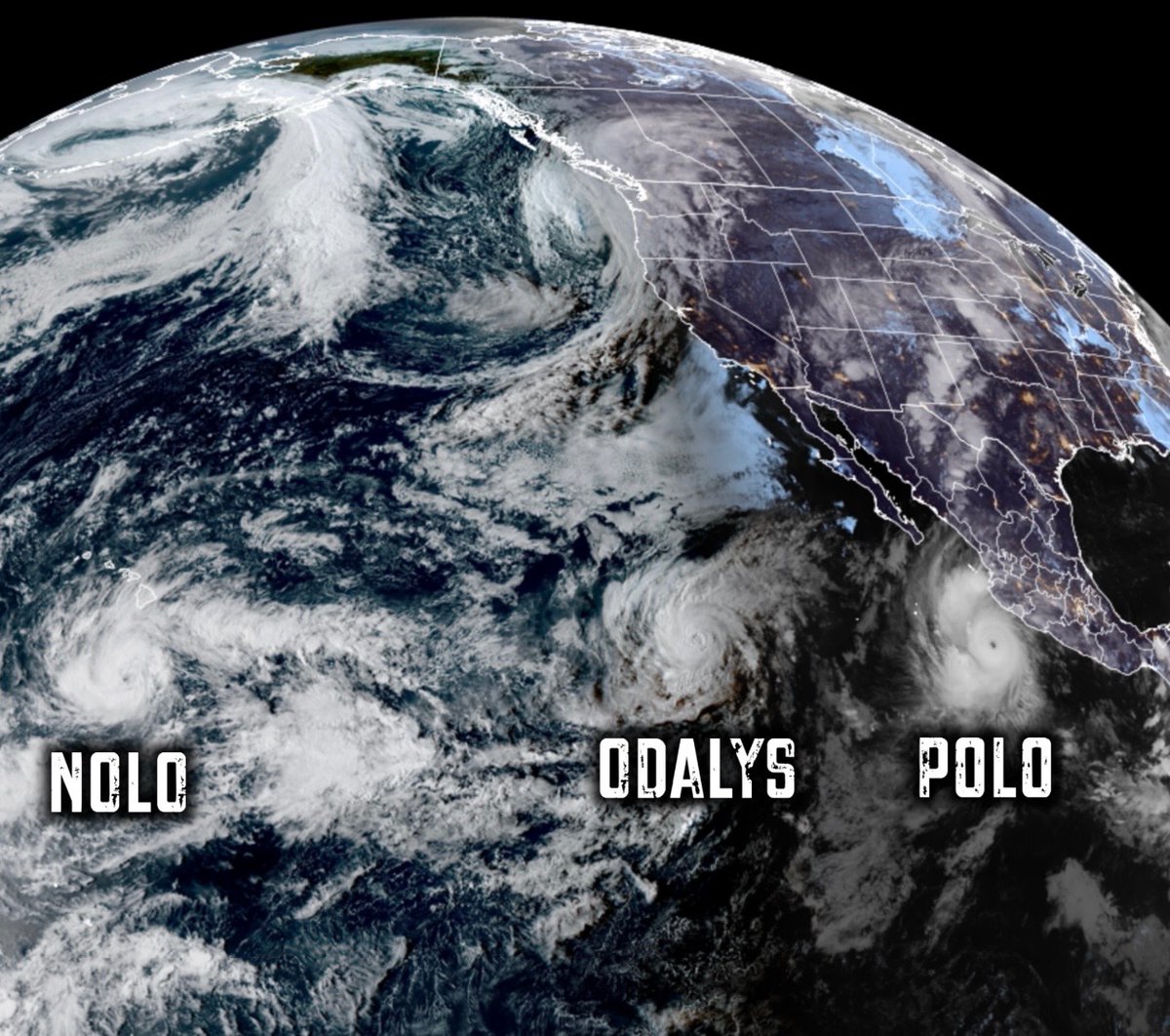 BackpirchCrew's tweet photo. For the 2ND time this year, we have triplet Hurricanes in the Pacific Ocean. https://t.co/2iLkyv4MX8