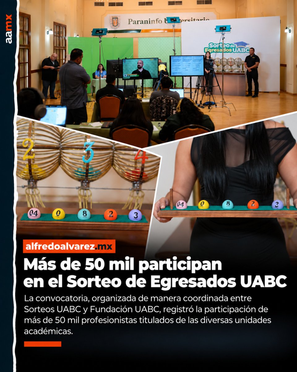 alfredoalvarez1's tweet photo. PREMIO DE $500 MIL PESOS SE QUEDA EN TIJUANA: Martín Jesús, egresado de Ciencias Químicas e Ingeniería de la UABC, resultó ganador del primer Sorteo de Egresados, donde participaron más de 50 mil cimarrones.🚨👇👇
#UABC #Tijuana #BajaCalifornia #SorteosUABC #Cimarrones https://t.co/1hIJpCq1mR