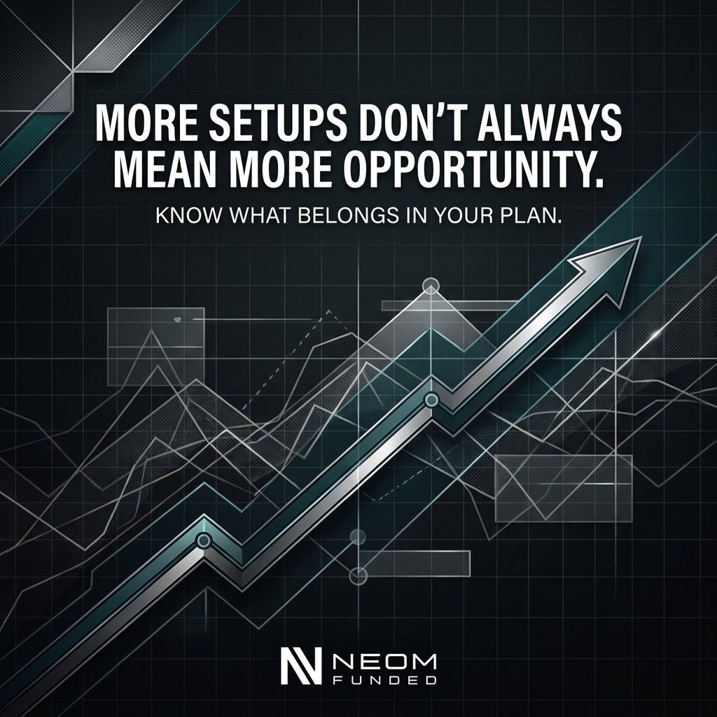 neomfunded's tweet photo. More setups don’t always mean more opportunity. Sometimes, they just give you more reasons to force a trade.

A good trading process keeps things simple: know what you’re looking for, wait for confirmation, manage your risk, and stay out when it doesn’t fit your plan. https://t.co/Gj4tZhf9kH