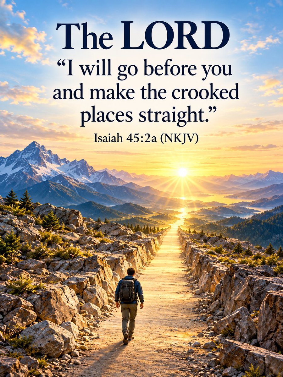 albert70x7's tweet photo. The LORD
“I will go before you and make the crooked places straight.”
Isaiah 45:2a (NKJV)

#Jesus #Christianity  #Faith #Bible #HolySpirit https://t.co/BtlgaDuM7n