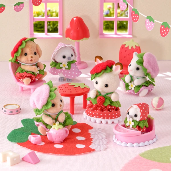 heisei_goods's tweet photo. 🍓シルバニアファミリー 赤ちゃん家具コレクション -いちご-🍓

いちごモチーフのコスチュームを着た赤ちゃん＆家具のセットが登場✨
ショコラウサギやシマエナガの赤ちゃんなど、集めて楽しめる全6種！何が出るかはお楽しみ♪

💰1,250円
📅10/3（土）先行発売
📍全国のローソン（一部店舗を除く）
🔗https://t.co/JWyPsYgeVJ

#シルバニアファミリー #シルバニア #シルバニア赤ちゃん #ローソン