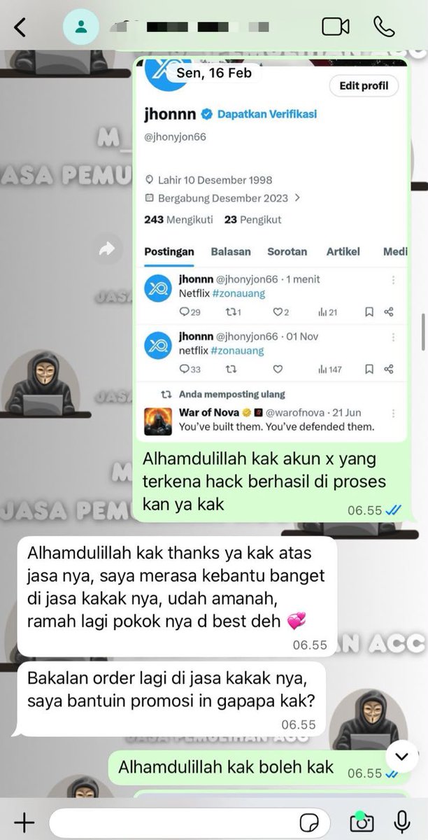 menarikz's tweet photo. Menerima Jasa Pemulihan &amp; Perbaikan Akun Sosmed.

layanan :
🔒Pulihkan,Balikin &amp; Hapus/Nonaktifkan Akun 
🔒Lacak Lokasi — Sadap Wa — Hack Akun

( Facebook, Instagram, TikTok, WhatsApp, Line, Twitter/X, Gmail/Email,Telegram, Game &amp; Lainnya ) 

Minatt? WhatsApp Ada Di Bio !! https://t.co/8ShMORUJ4Z