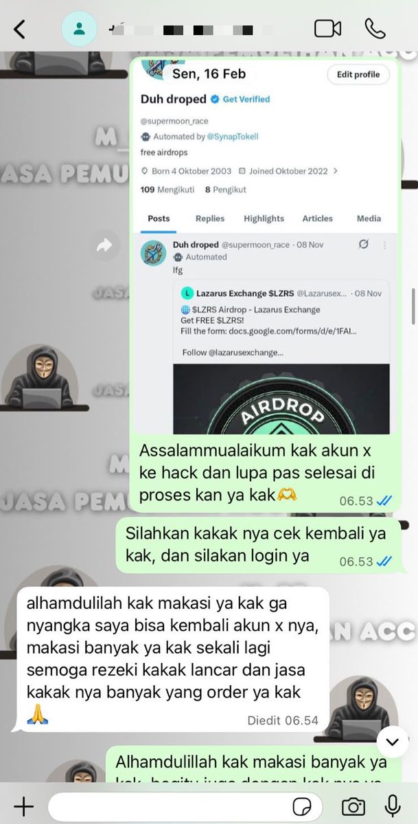 menarikz's tweet photo. Menerima Jasa Pemulihan &amp; Perbaikan Akun Sosmed.

layanan :
🔒Pulihkan,Balikin &amp; Hapus/Nonaktifkan Akun 
🔒Lacak Lokasi — Sadap Wa — Hack Akun

( Facebook, Instagram, TikTok, WhatsApp, Line, Twitter/X, Gmail/Email,Telegram, Game &amp; Lainnya ) 

Minatt? WhatsApp Ada Di Bio !! https://t.co/8ShMORUJ4Z