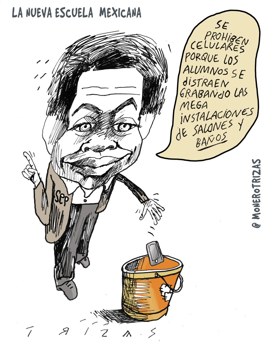 girodetuercamx's tweet photo. Los #Celulares nada más sirven para evidenciar las excelentes condiciones de la #NuevaEscuelaMexicana

Ni tan nueva...

#Cartón de @monerotrizas 

#CaricaturaPolítica #MarioDelgado #Restricción https://t.co/NyIiNglDiQ