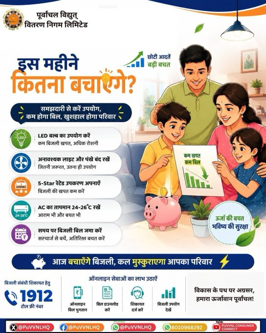 Puvvnl_Mirzapur's tweet photo. #SaveElectricity #SmartConsumer #EnergyEfficiency #PuVVNL
@CMOfficeUP
@EMofficeUP
@aksharmaBharat
@ChairmanUppcl
@mduppcl
@MD_PuVVNL
@UPPCLLKO
@PuVVNLHQ https://t.co/OnDNrV3Qnr
