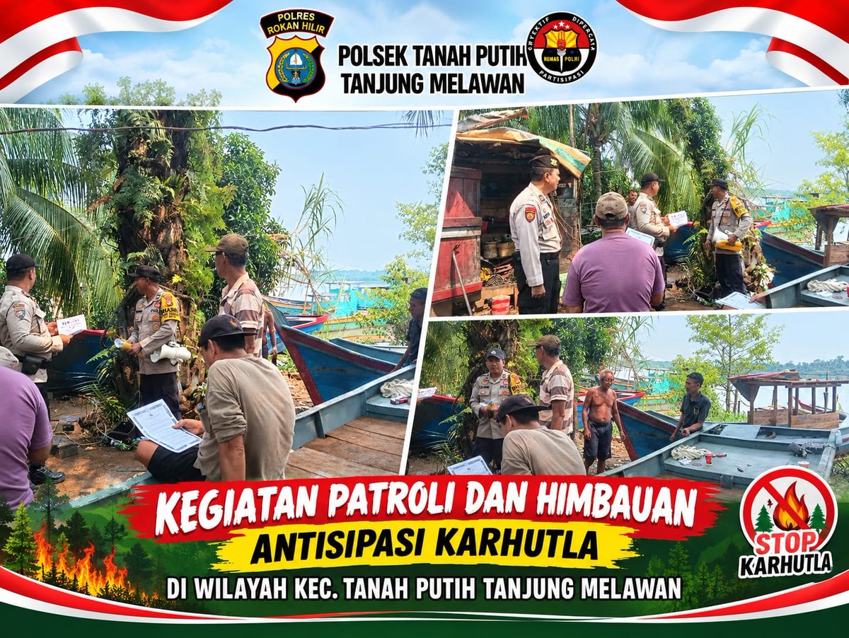 PolsekTj's tweet photo. Patroli dan himbauan antisipasi karhutla di wilayah kec.Tanah Putih Tanjung Melawan kab.rokan hilir https://t.co/0nQKAo5gfY