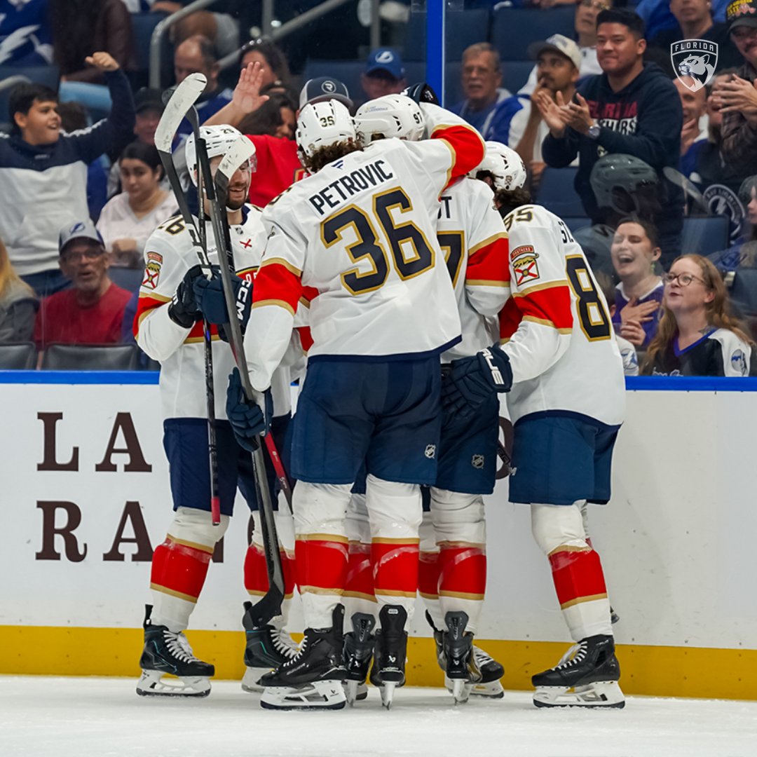 FlaPanthers's tweet photo. “Pleased with some of the new guys that we brought in, for sure, and their impact.”

@JamesonCoop recaps the preseason win in Tampa ⤵️